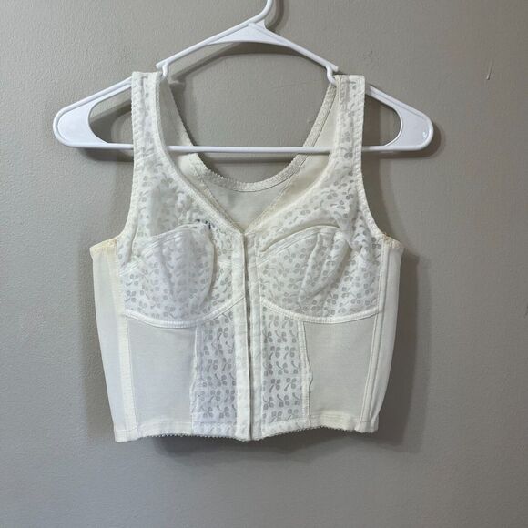 Vtg Bestform Womens White Victorian Bra 36B Stretch Padded Corset Bustier - Picture 1 of 10